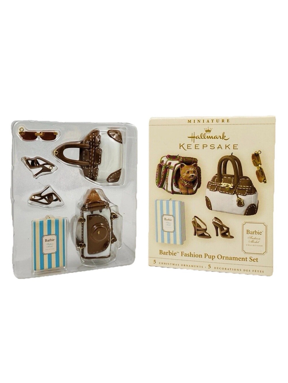 Hallmark Keepsake Barbie Fashion Pup Ornament Set of 5 Mini Ornaments 2006